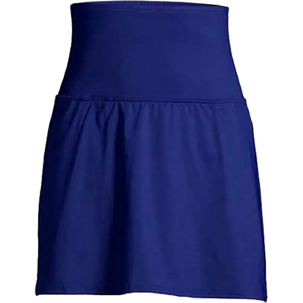 Land’s End Women's High Waisted Modest Swim Skirt Swim Bottoms • Navy • 4 • NWT